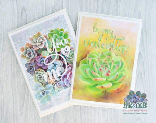 valentines day cards with succulent art