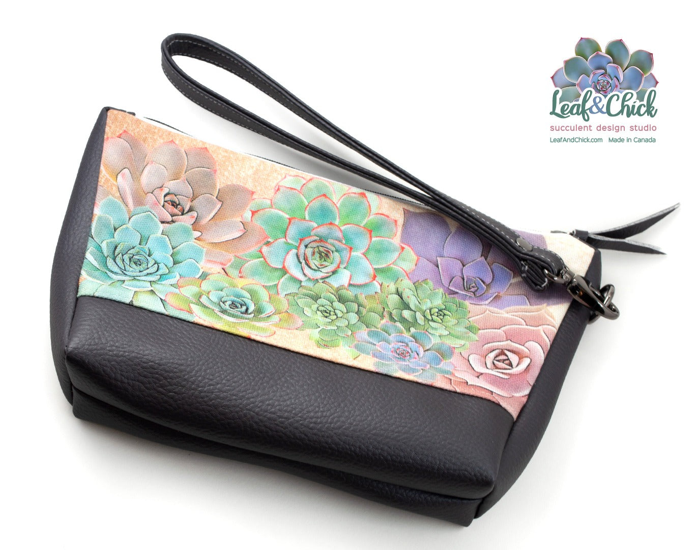 anthracite succulent clutch bag exclusive to Leaf & Chick