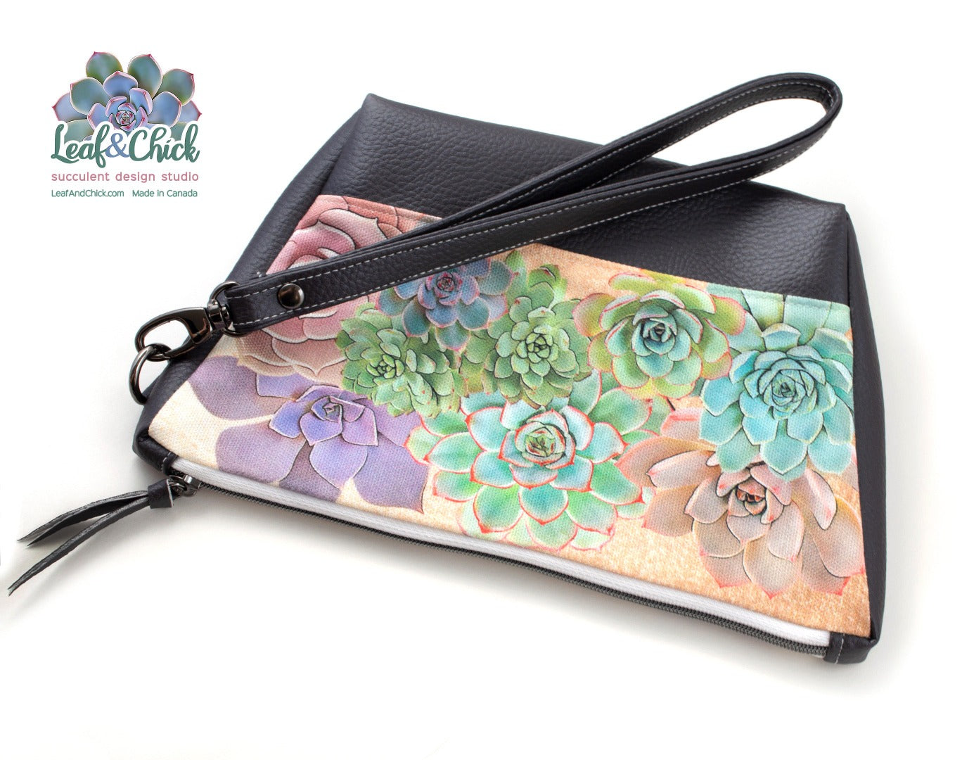 succulent purse bag with original art on cotton from Leaf & Chick