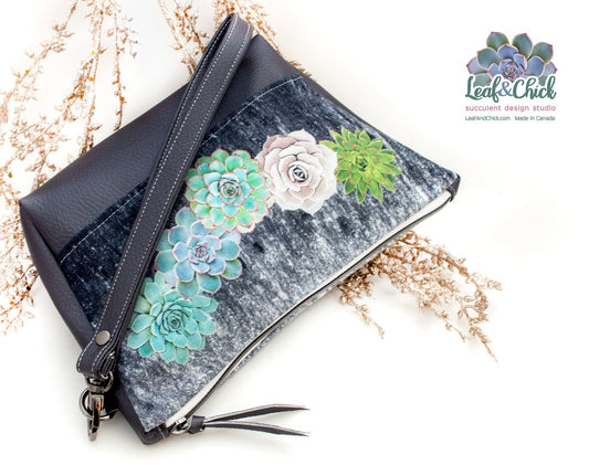 succulent wristlet bag with original art