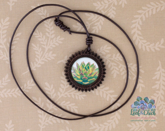 wooden necklace with agavoide art