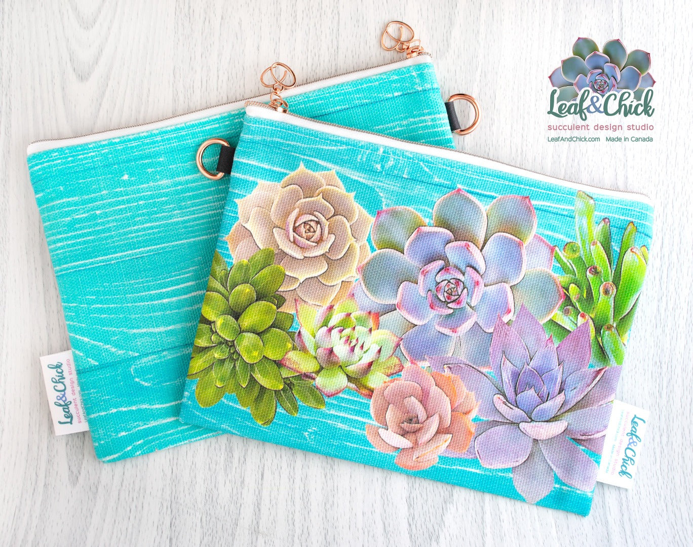 original fabric succulent designs zippered pouch from Leaf & Chick