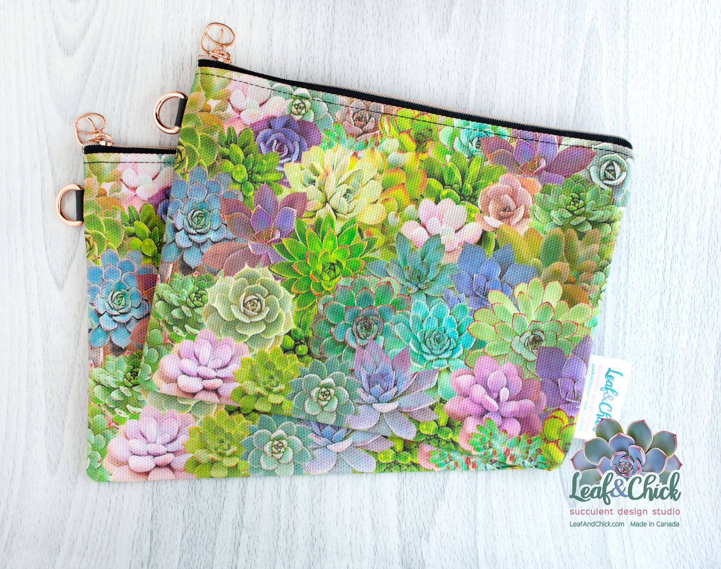 Succulent Collage Zipper Pouch