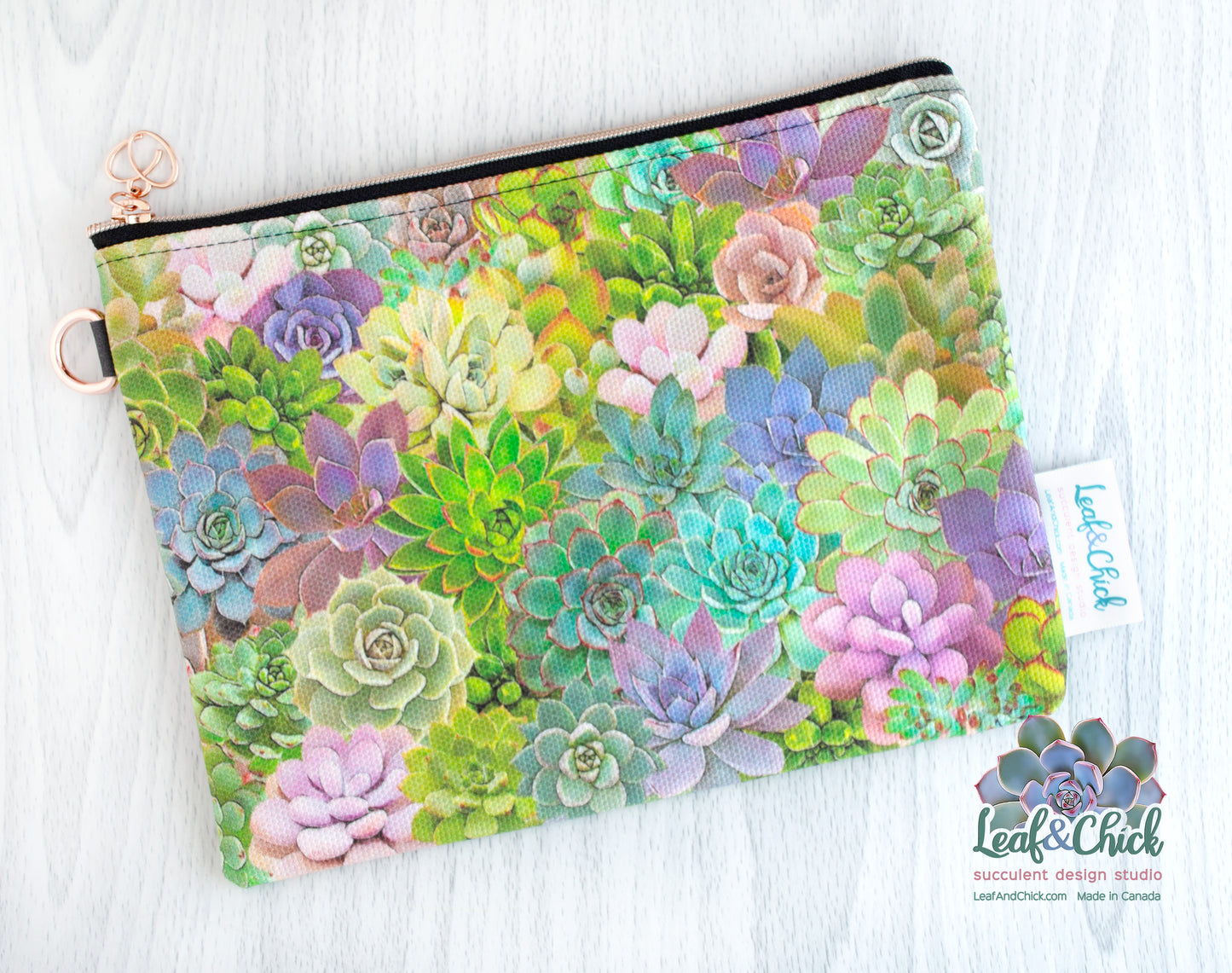 Succulent Collage Zipper Pouch