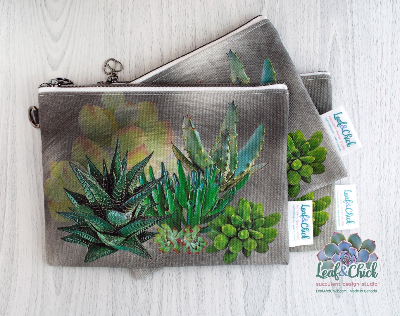 exclusive succulent art printed on a cotton canvas